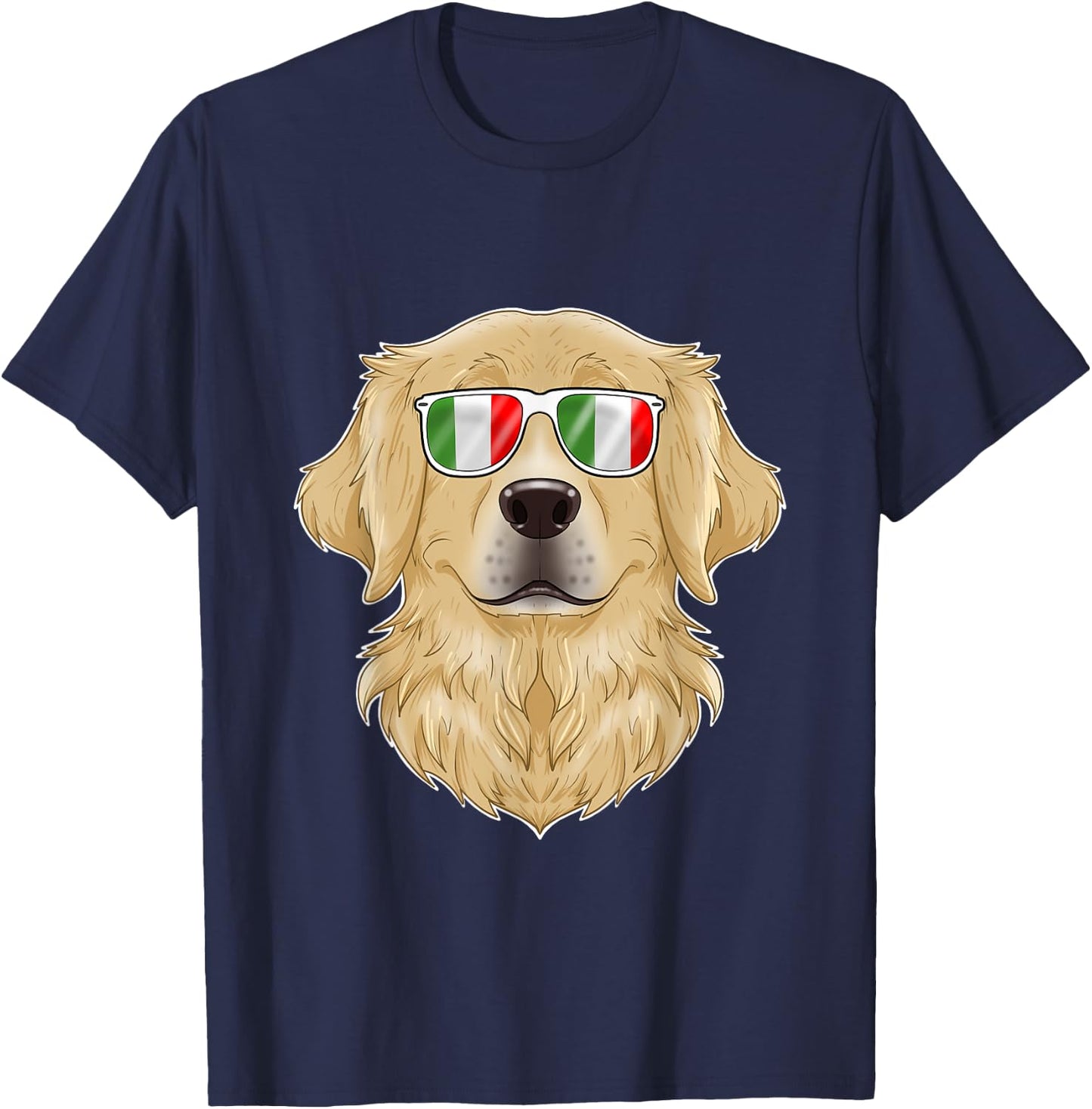 Golden Retriever Italy Sunglasses I Italian Flag T-Shirt - T-Shirt | Navy