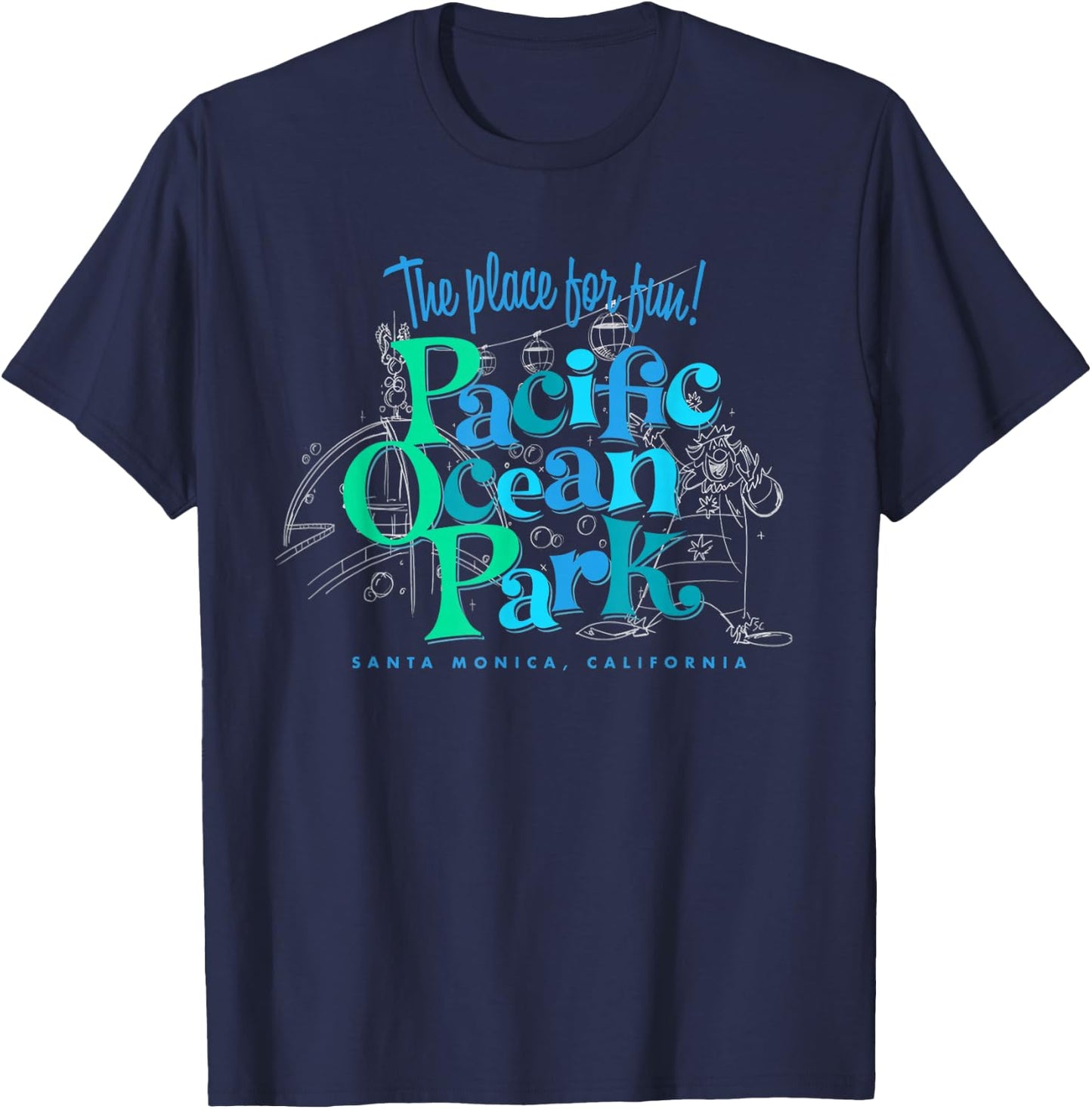 Pacific Ocean Los Angeles Park Retro Vintage T-Shirt - T-Shirt | Navy