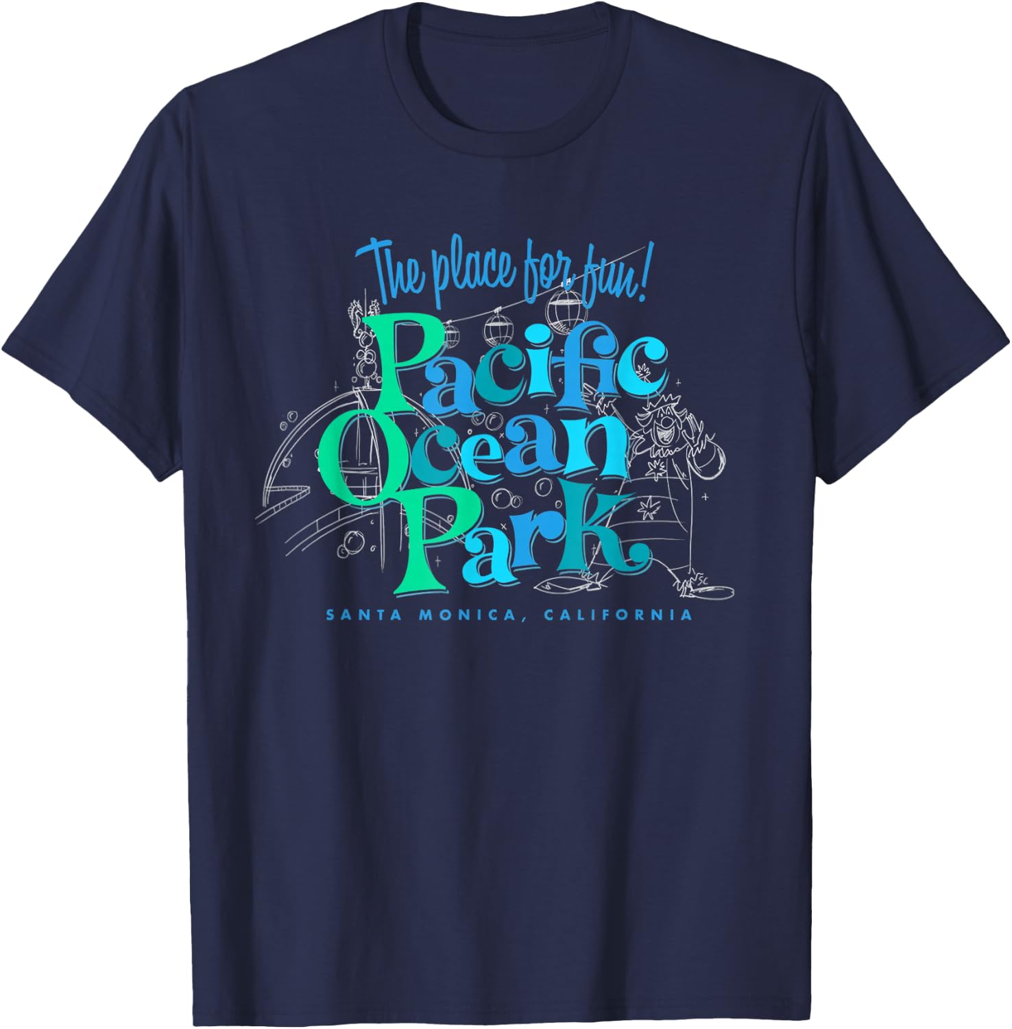 Pacific Ocean Los Angeles Park Retro Vintage T-Shirt - T-Shirt | Navy