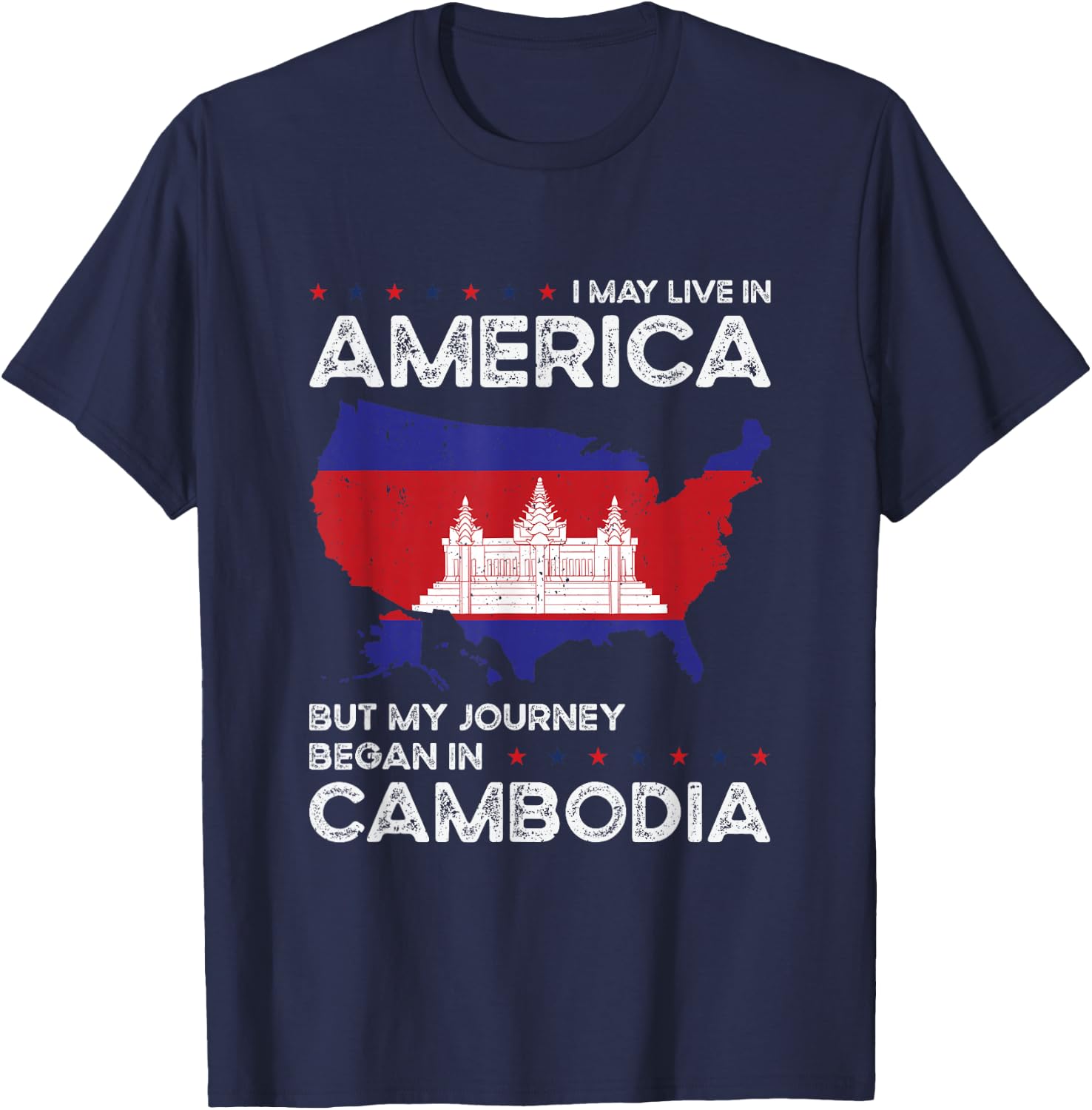 Cambodian American Patriot USA Grown Cambodia US Flag T-Shirt - T-Shirt | Navy