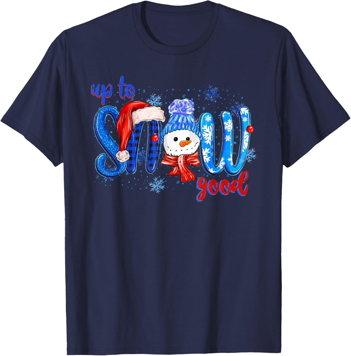 Vintage Up To Snow Good Snowman Christmas Xmas Men Women T-Shirt - T-Shirt | Navy