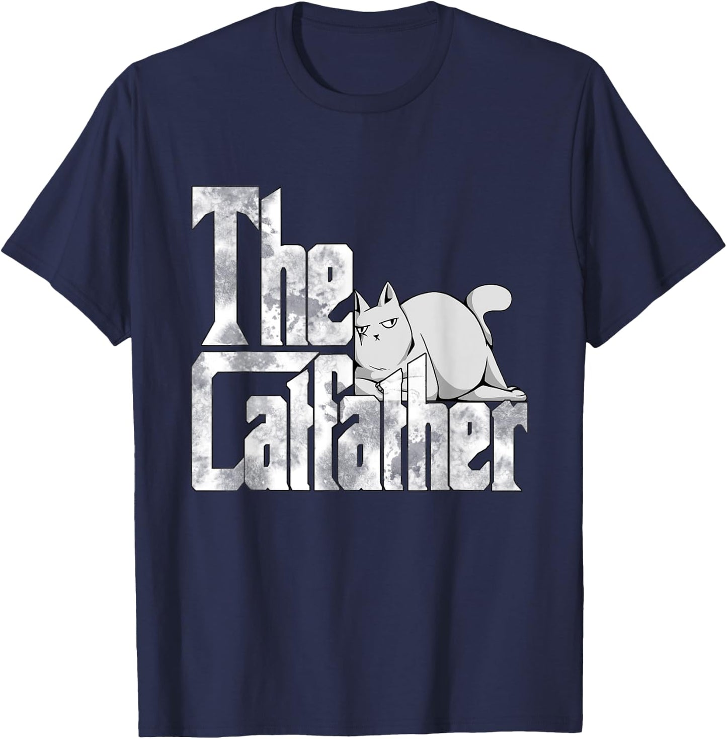 Cat Dad The Catfather Crazy Lazy Cat Father Kitty Daddy T-Shirt - T-Shirt | Navy