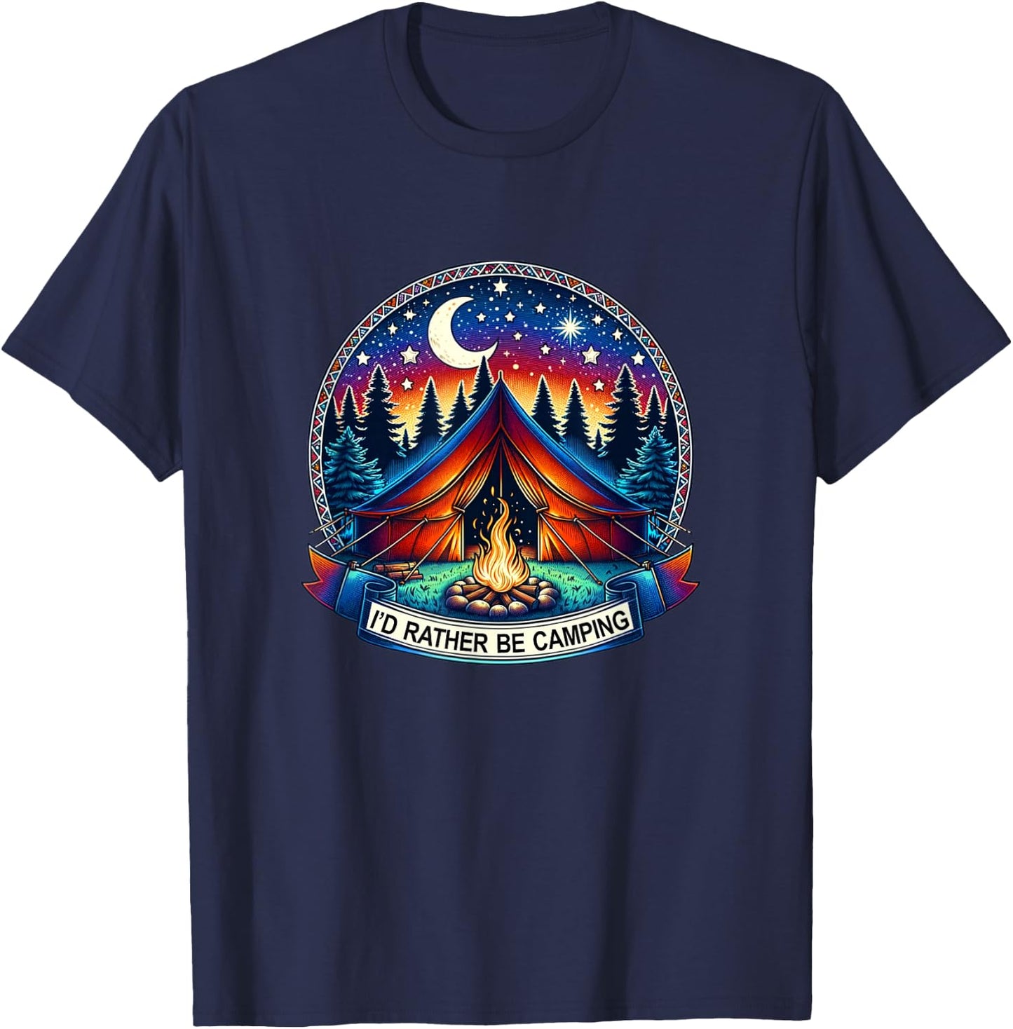 I'd Rather Be Camping - , Small T-Shirt - T-Shirt | Navy
