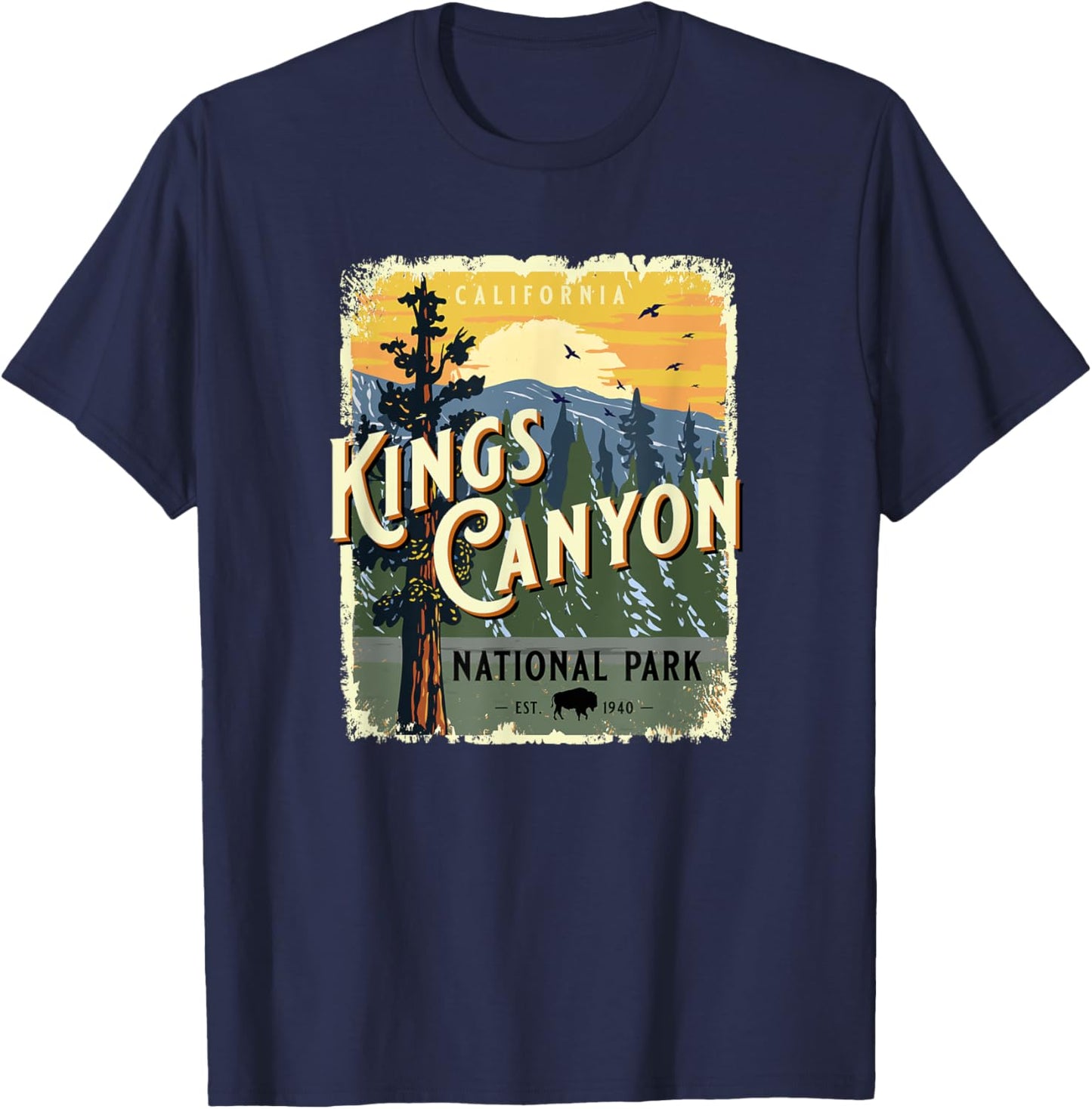 Kings Canyon National Park California USA Vintage Souvenir T-Shirt - T-Shirt | Navy