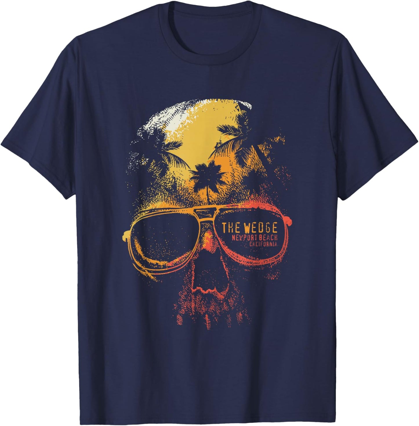 The Wedge Newport Beach Skull Summer California Surfing T-Shirt - T-Shirt | Navy