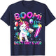 7 Years Old Flossing Unicorn Gifts 7th Birthday Girl Party T-Shirt - T-Shirt | Navy