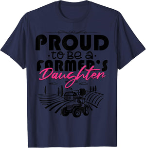 Proud To Be A Farmer's Daughter Shirt Funny Farming T-Shirt - T-Shirt | Navy