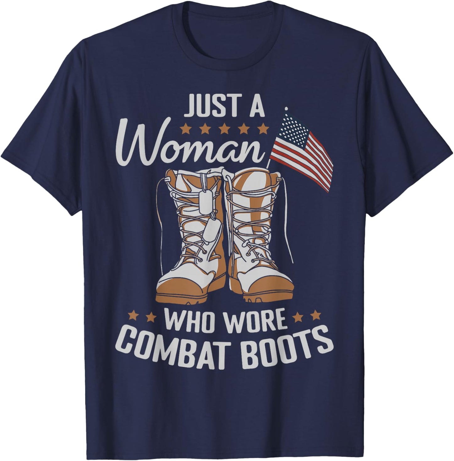 Female Veteran Flag Boots Women Veteran Mother Grandma T-Shirt - T-Shirt | Navy