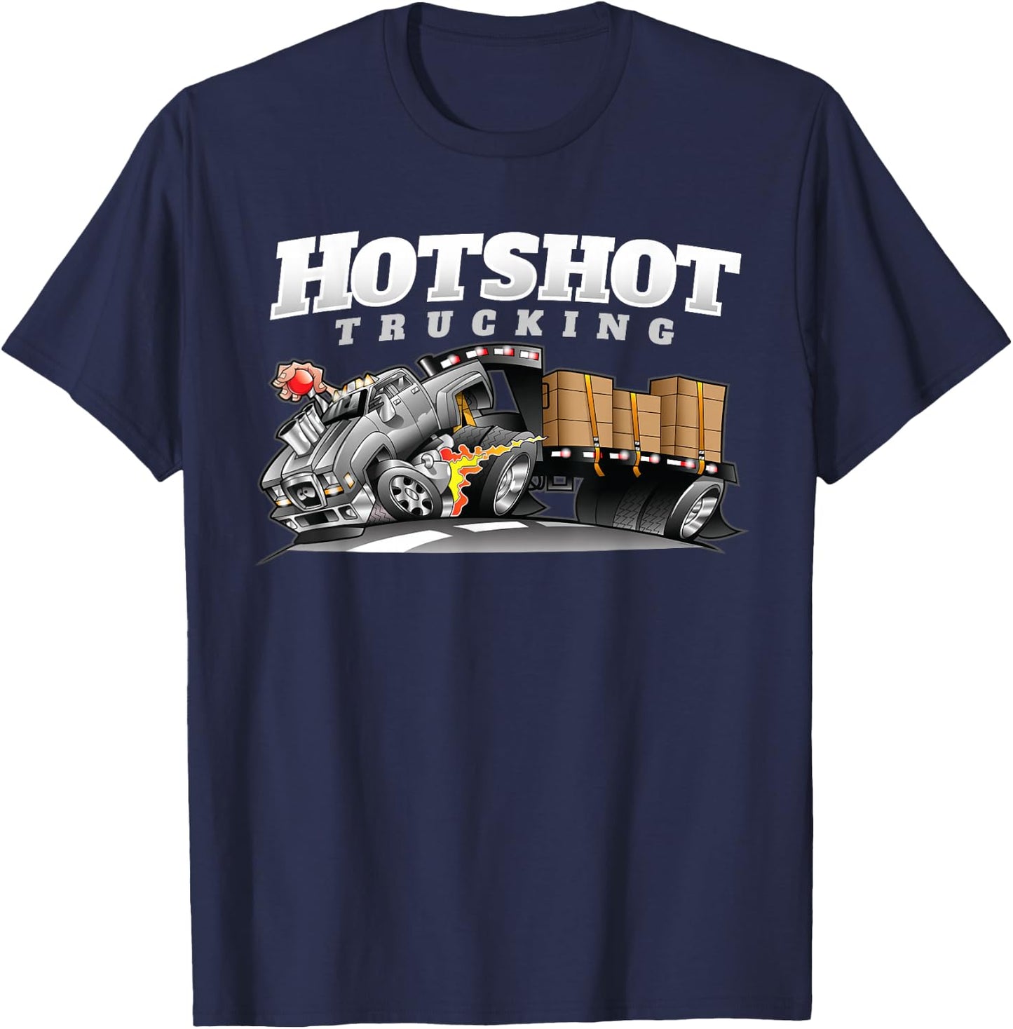 Hotshot Trucking Dually Truck And Trailer Dual Wheel Hauling T-Shirt - T-Shirt | Navy