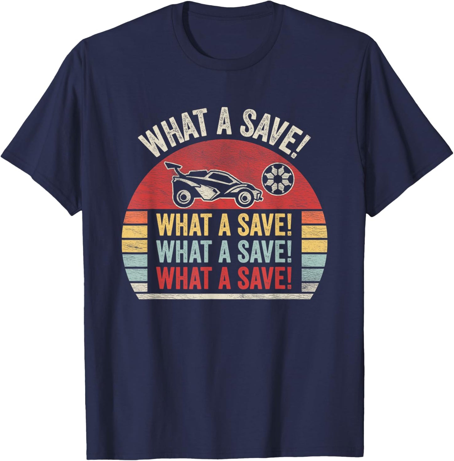 Vintage Retro What A Save Soccer Car League T-Shirt - T-Shirt | Navy