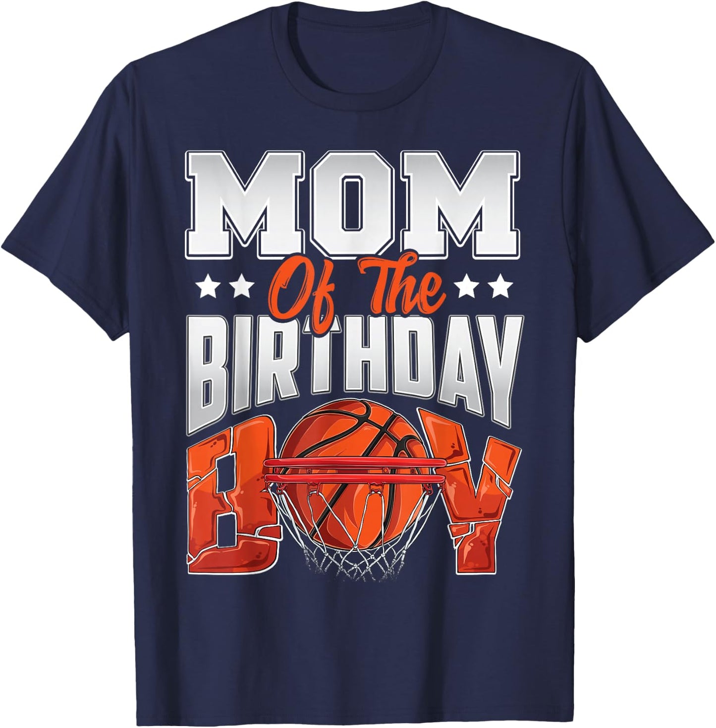Mom Basketball Birthday Boy Family Baller b-Day Party Small T-Shirt - T-Shirt | Navy