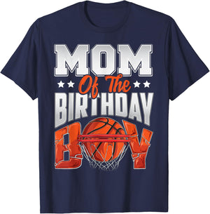 Mom Basketball Birthday Boy Family Baller b-Day Party Small T-Shirt - T-Shirt | Navy