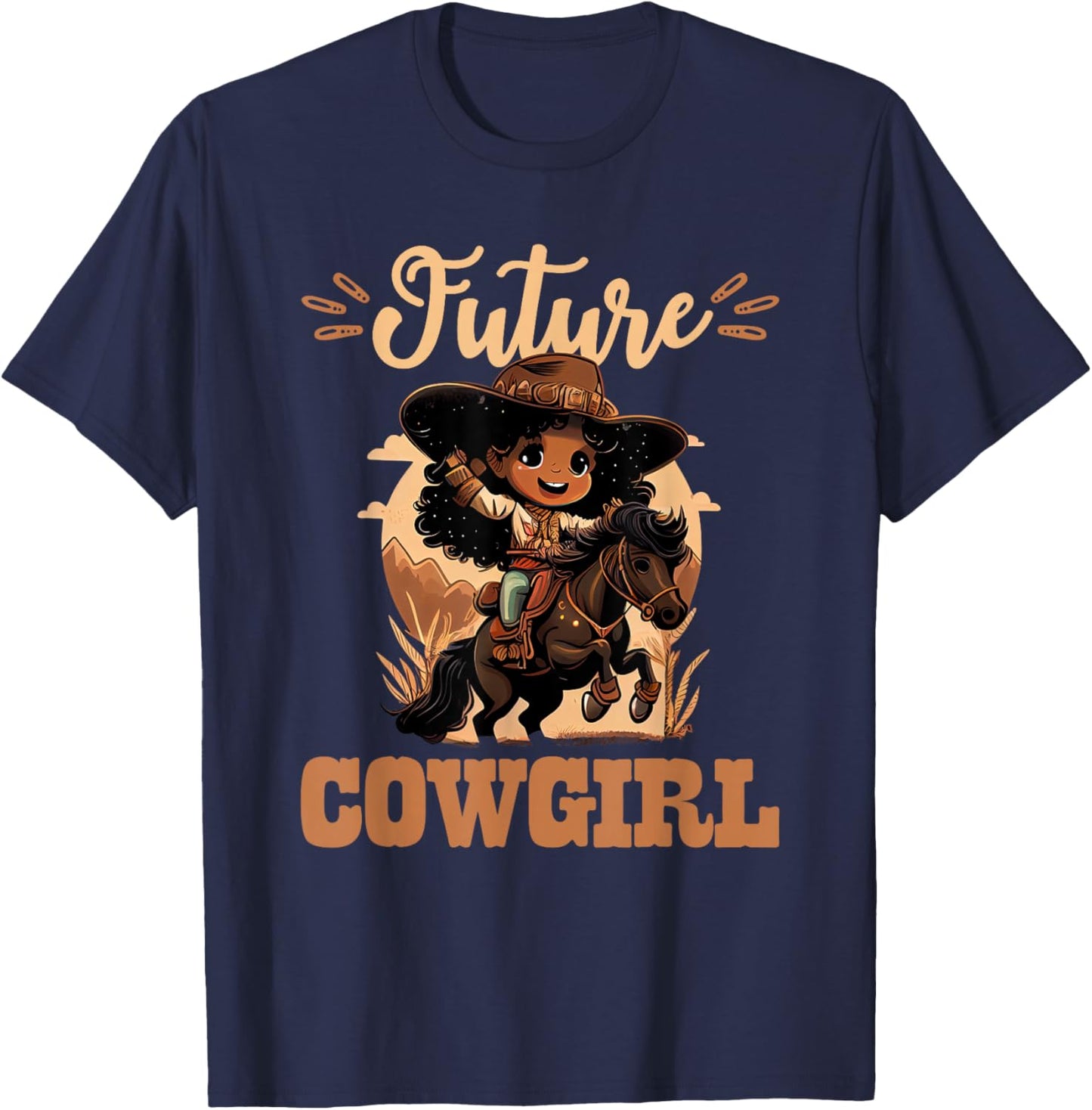 Future Cowgirl Toddler, African American Rodeo Girl Kids T-Shirt - T-Shirt | Navy