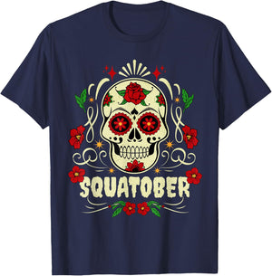 SQUATOBER October Squat Challenge Sugar Skull T-Shirt - T-Shirt | Navy