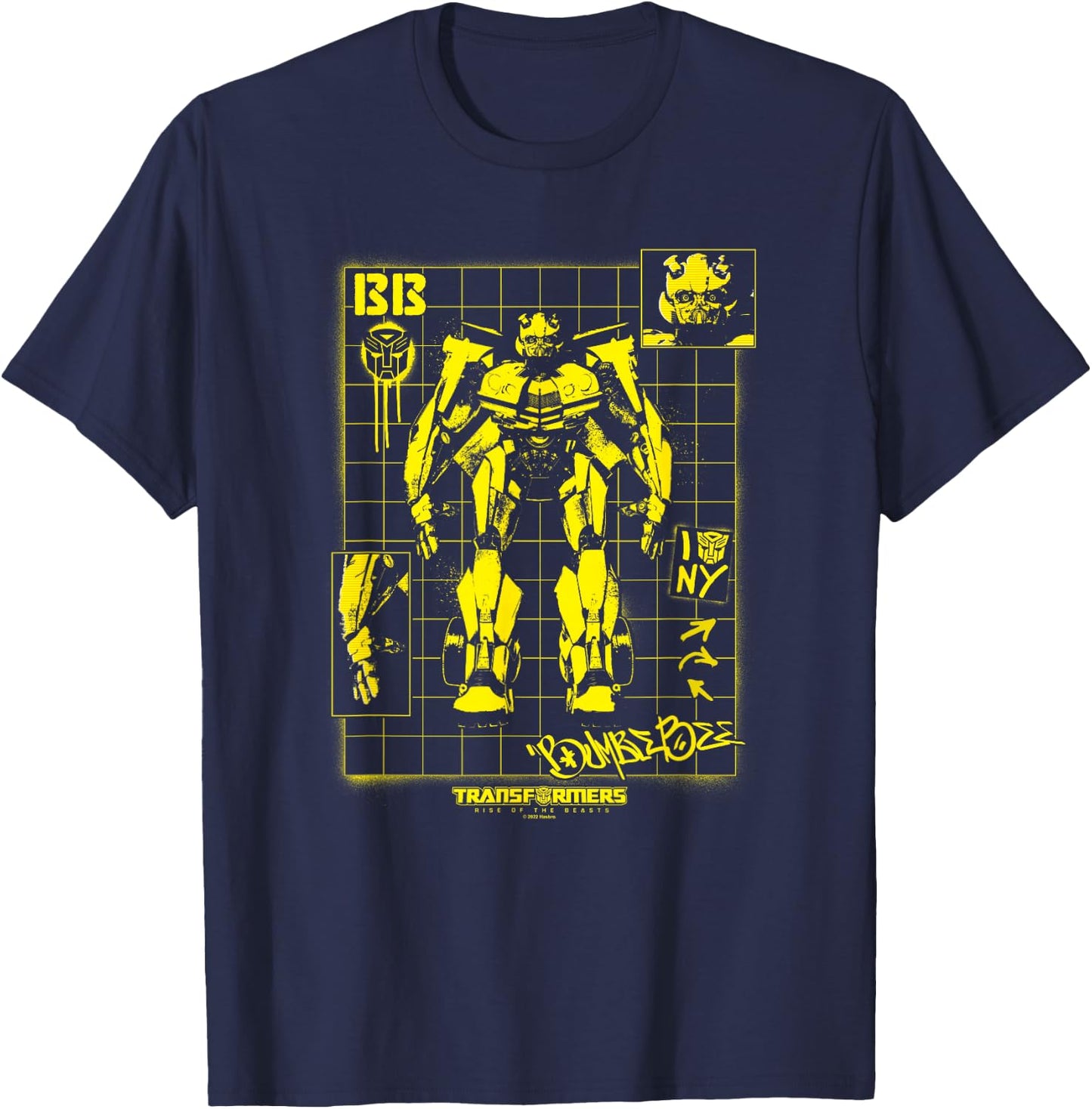 Transformers: Rise of the Beasts Bumblebee Schematics Retro T-Shirt - T-Shirt | Navy