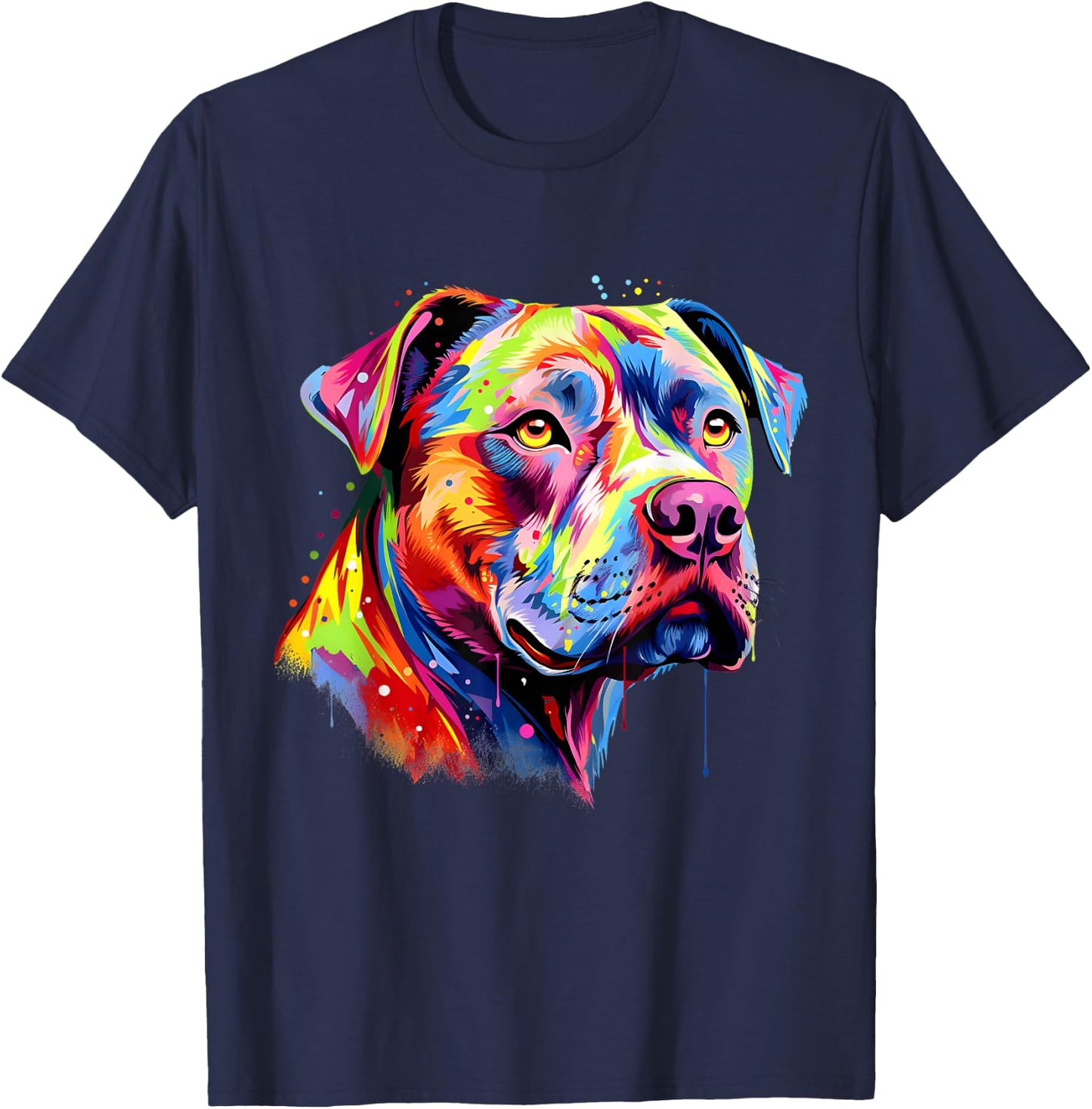 Pit Bull Mom Dog Lover Colorful Artistic Pitbull Owner Women T-Shirt - T-Shirt | Navy
