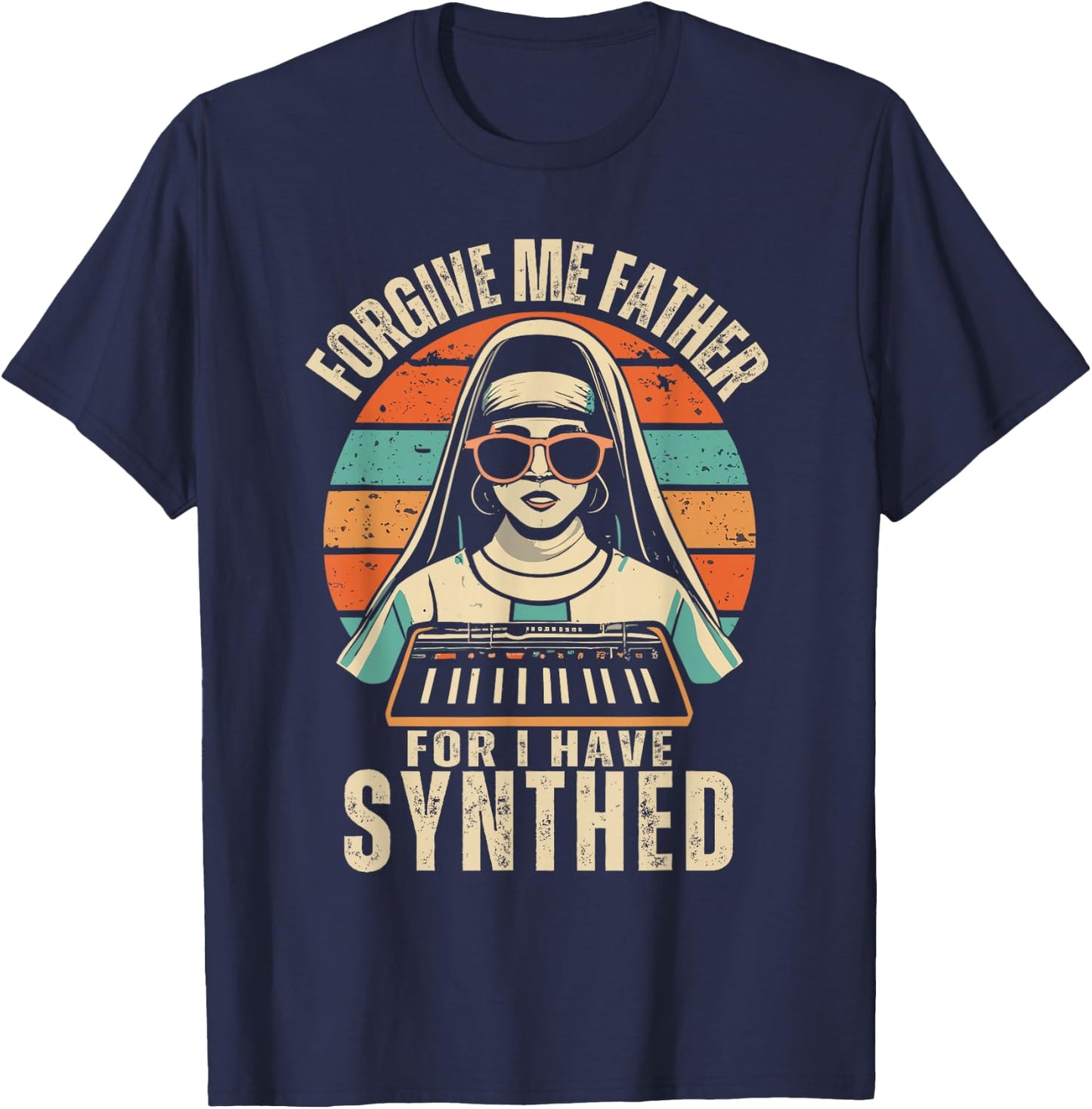 Forgive Me Father For I Have Synthed | ADSR Gear T-Shirt - T-Shirt | Navy