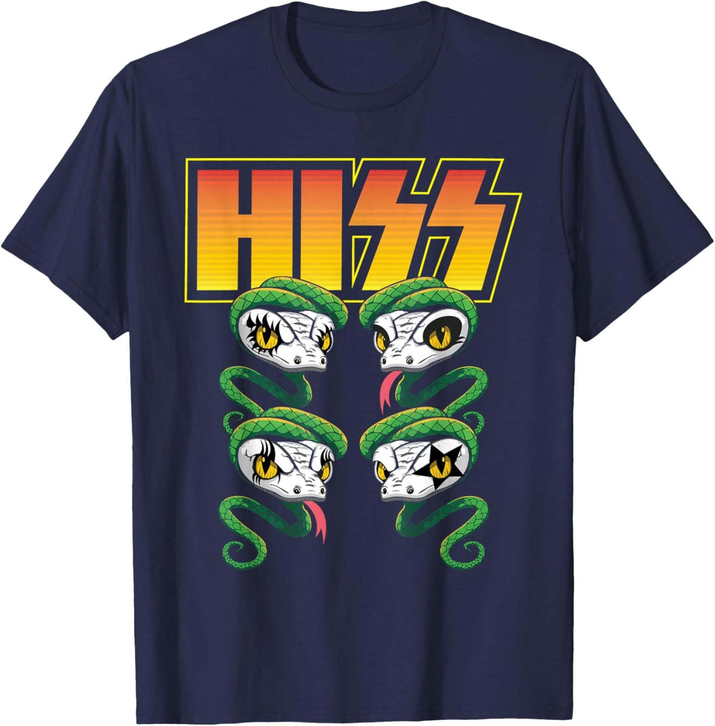 Hiss - Rock And Roll Music Snake Reptile Lover Herpetologist T-Shirt - T-Shirt | Navy