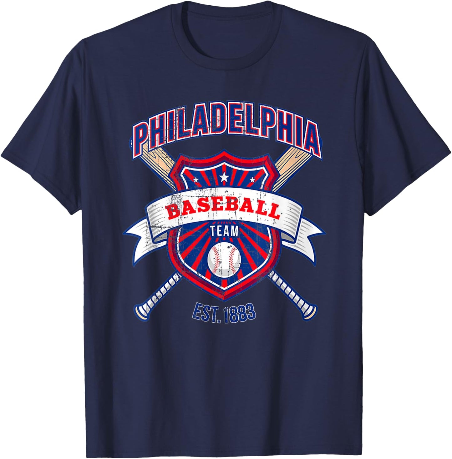 Distressed Retro Look Philly Tailgate Party Gameday Fan Gift T-Shirt - T-Shirt | Navy