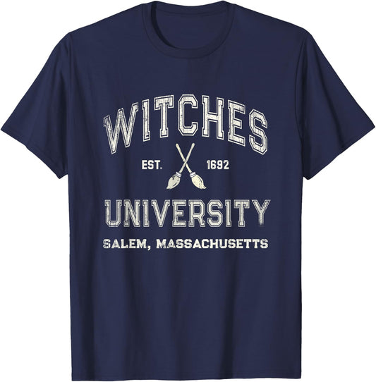 Funny WITCHES UNIVERSITY Salem Witchy School Wiccan College T-Shirt - T-Shirt | Navy