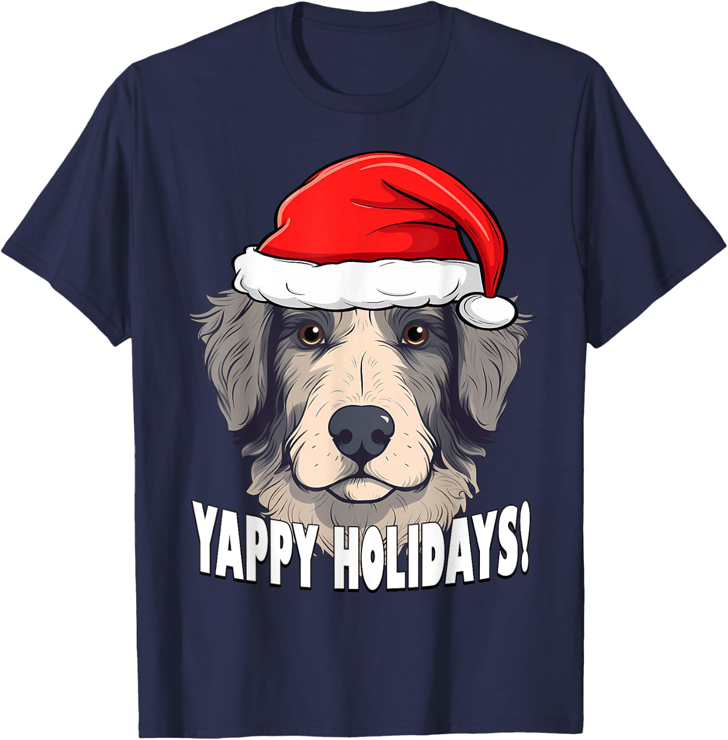 Christmas Aussiedoodle Yappy Holidays Funny Puppy Dog T-Shirt - T-Shirt | Navy