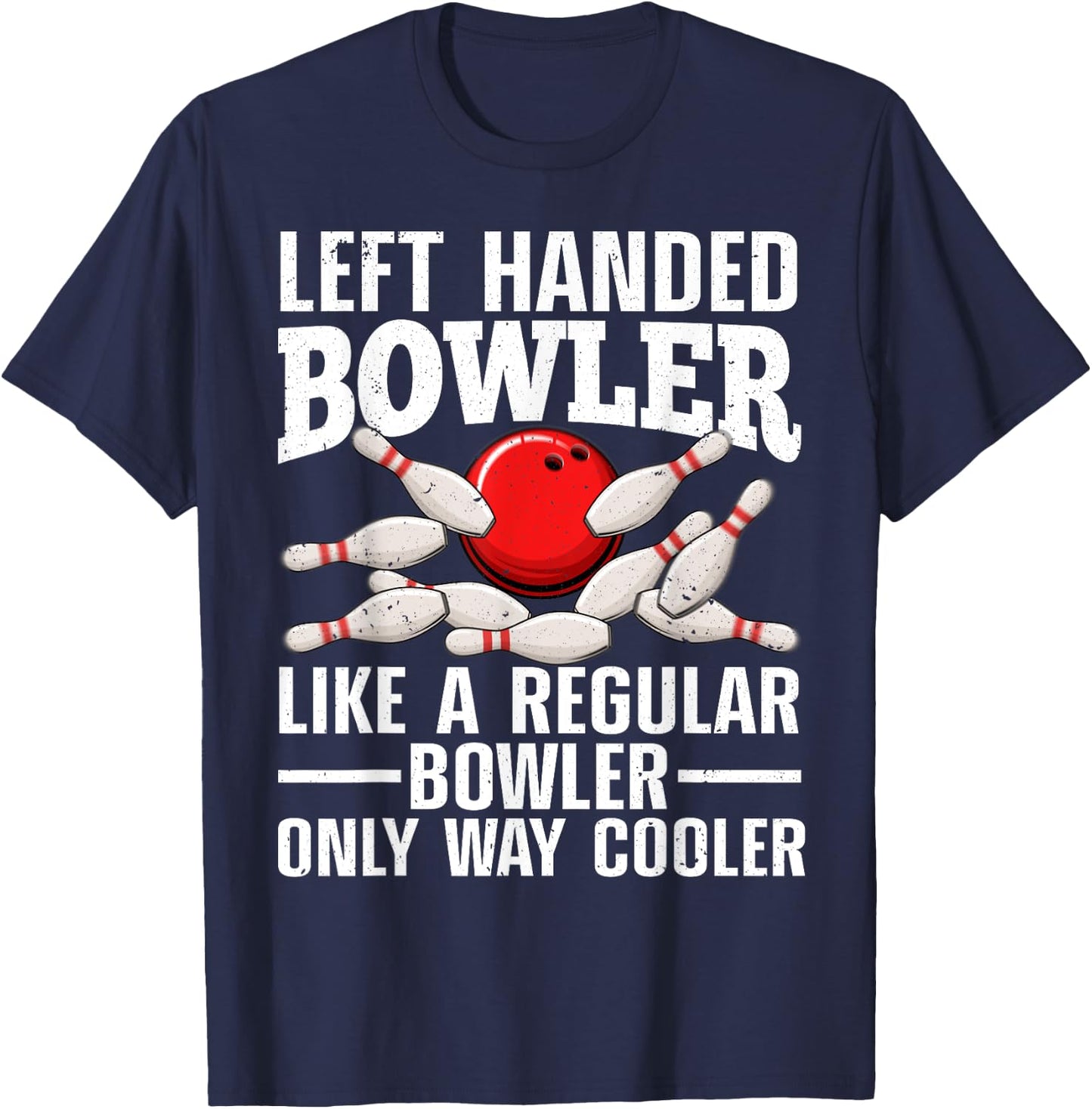 Funny Left Handed Bowler Design Women Bowling Lovers T-Shirt - T-Shirt | Navy