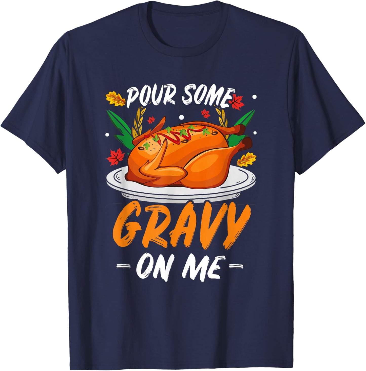 Anno Royal -Adults Thanksgiving Turkey Pattern , Black, Small T-Shirt - T-Shirt | Navy