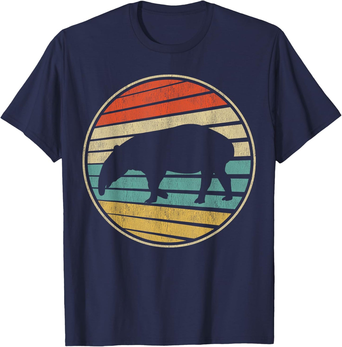 Cute Tapir Gift Retro Vintage 70s 80s Tapir Animal Lover Fun T-Shirt - T-Shirt | Navy