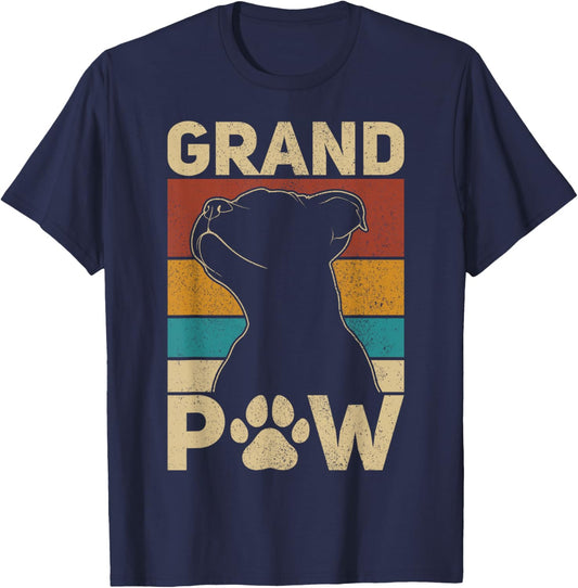 Grandpaw Dog Grandpa Funny Dog Lover Grandfather Men Pitbull T-Shirt - T-Shirt | Navy