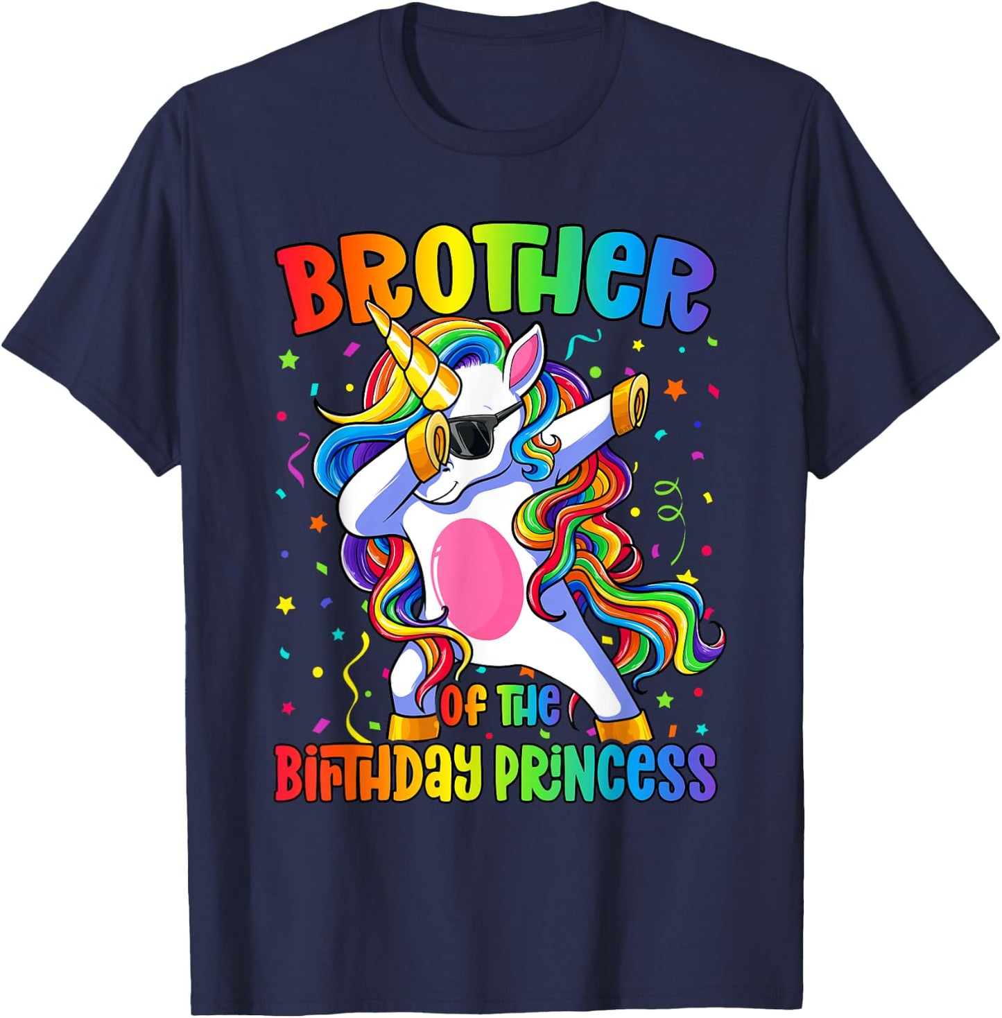 Brother of the Birthday Princess Shirt Boy Dab Unicorn T-Shirt - T-Shirt | Navy