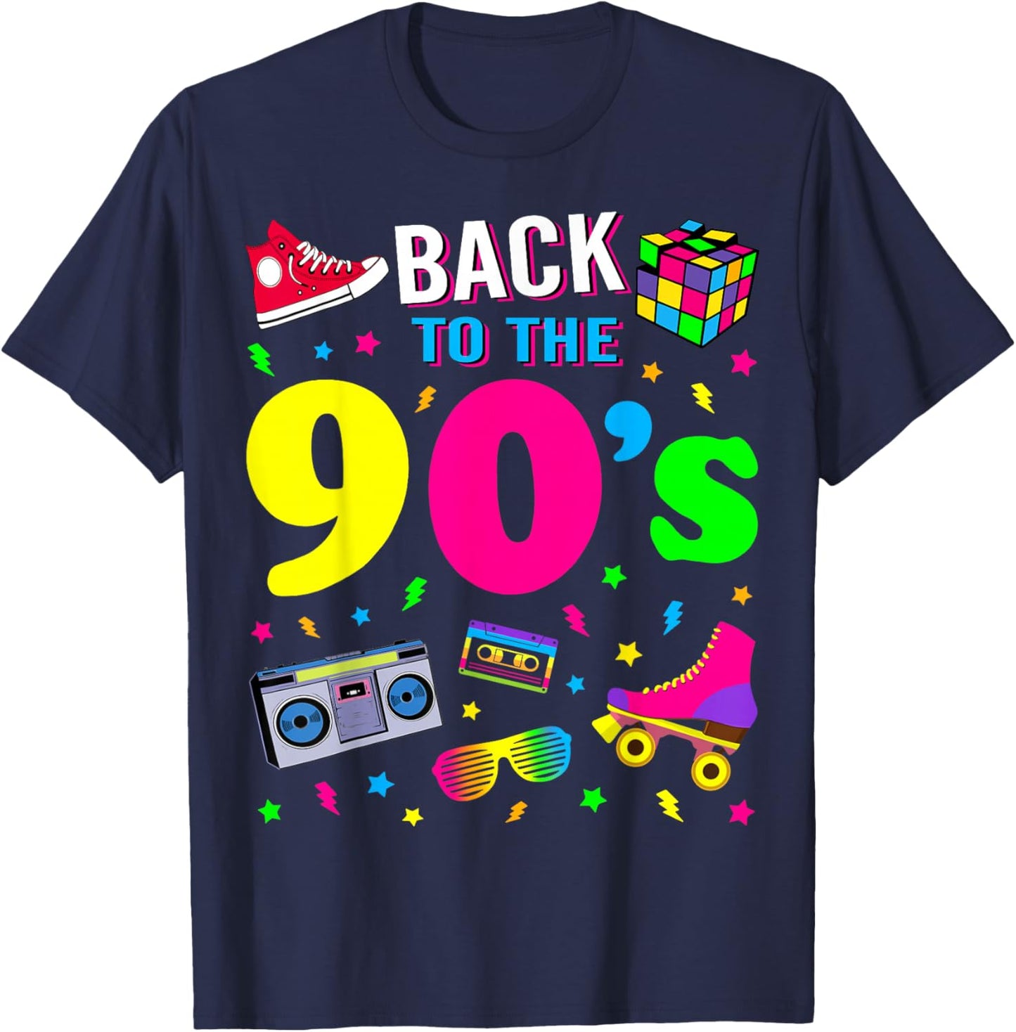 Back to 90's 1990s Vintage Retro Nineties Costume Party Gift T-Shirt - T-Shirt | Navy
