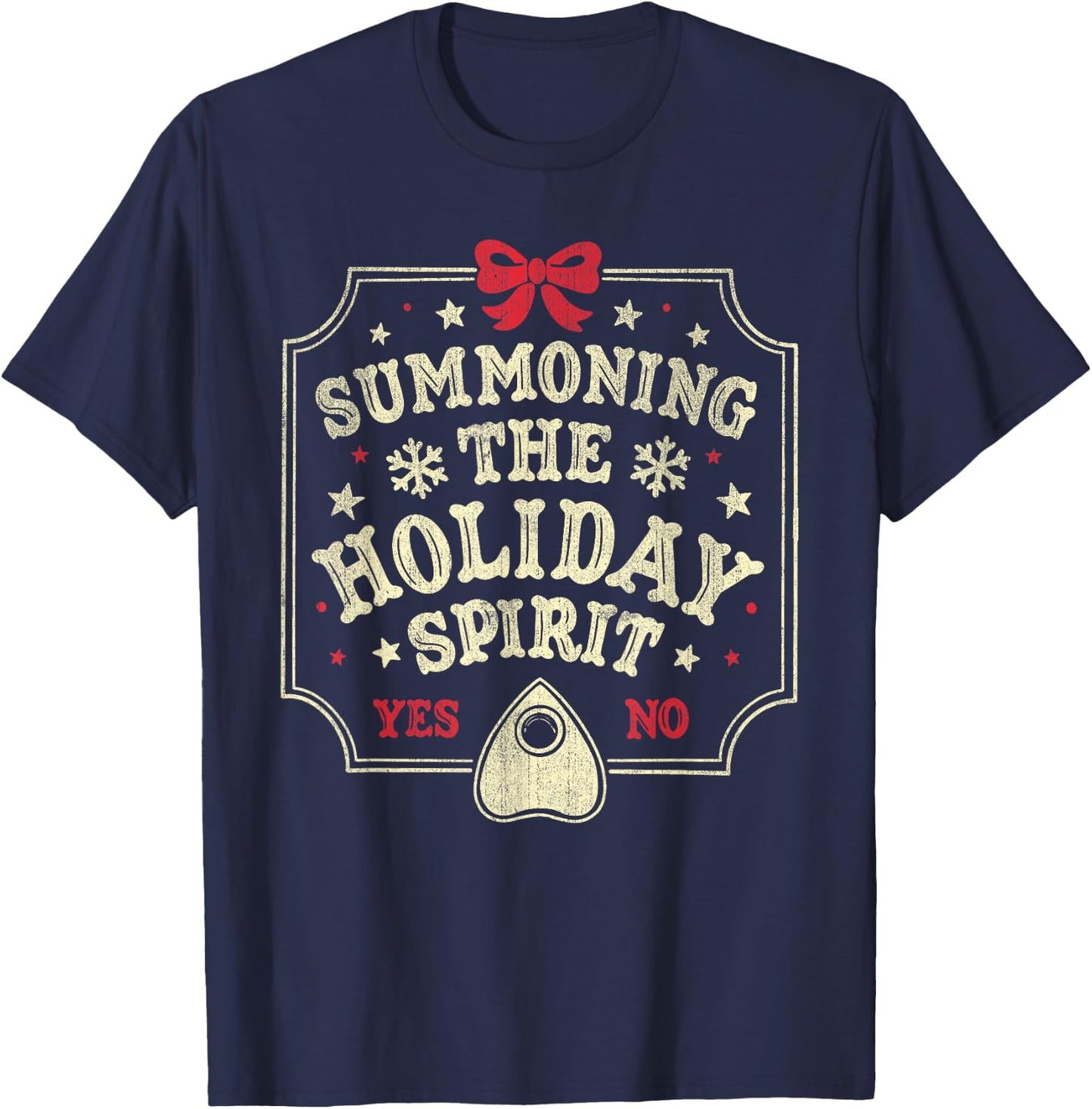 Summoning The Holiday Spirit Funny Christmas T-Shirt - T-Shirt | Navy