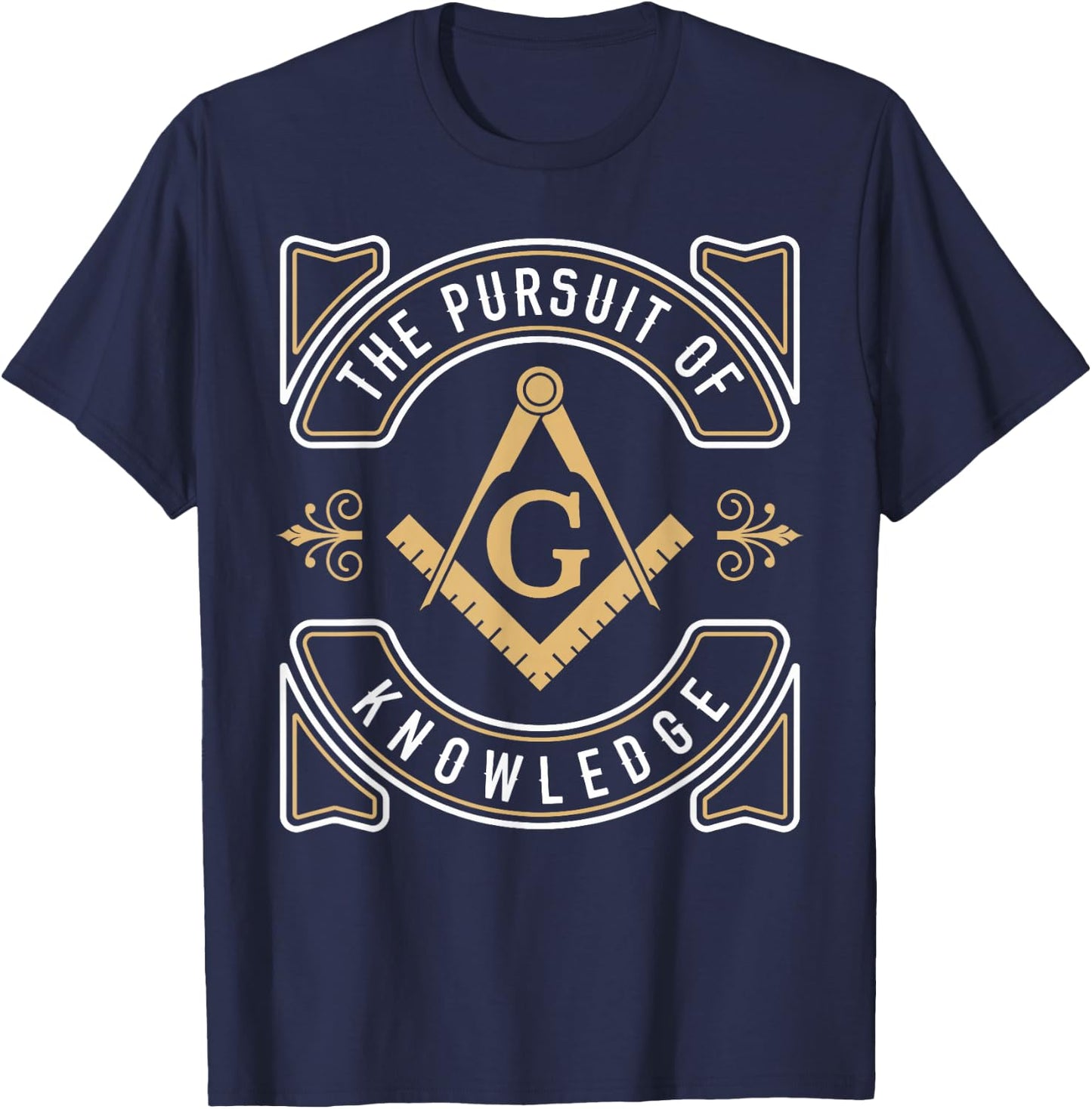 The Pursuit of Knowledge Mason Fraternal SMIB Freemason Small T-Shirt - T-Shirt | Navy