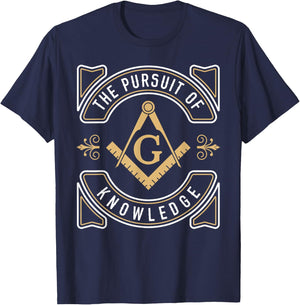 The Pursuit of Knowledge Mason Fraternal SMIB Freemason Small T-Shirt - T-Shirt | Navy