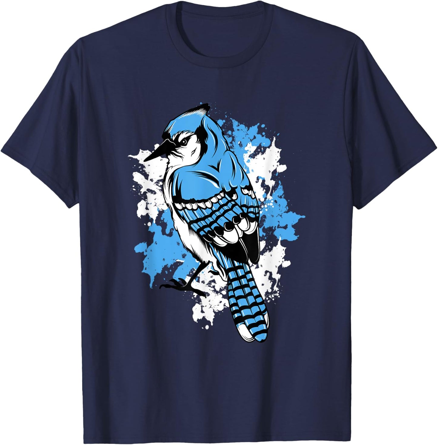 Threadrock Blue Jay Bird Lover T-Shirt - T-Shirt | Navy