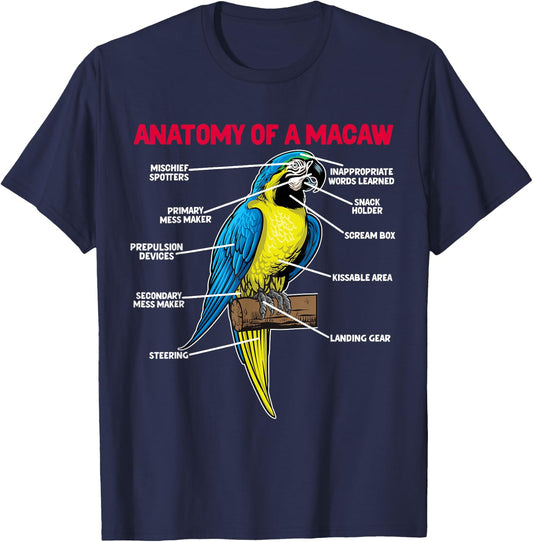 Anatomy Of A Macaw Owner Macaw Parrot Lover T-Shirt - T-Shirt | Navy