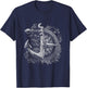 Compass Drawing - Realistic Anchor Sailing Nautical T-Shirt - T-Shirt | Navy