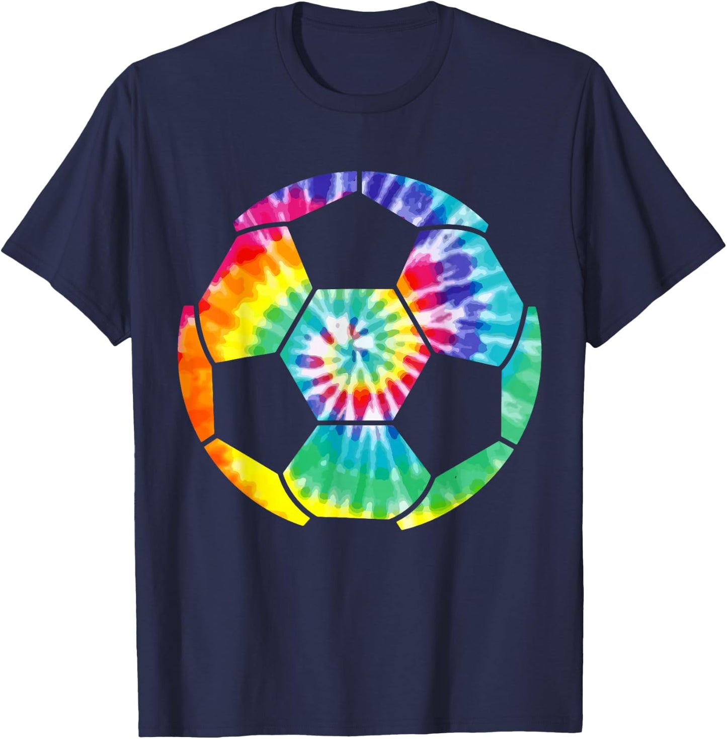 Soccer Player Soccer Ball Tie Dye Men Boys Girls Vintage T-Shirt - T-Shirt | Navy