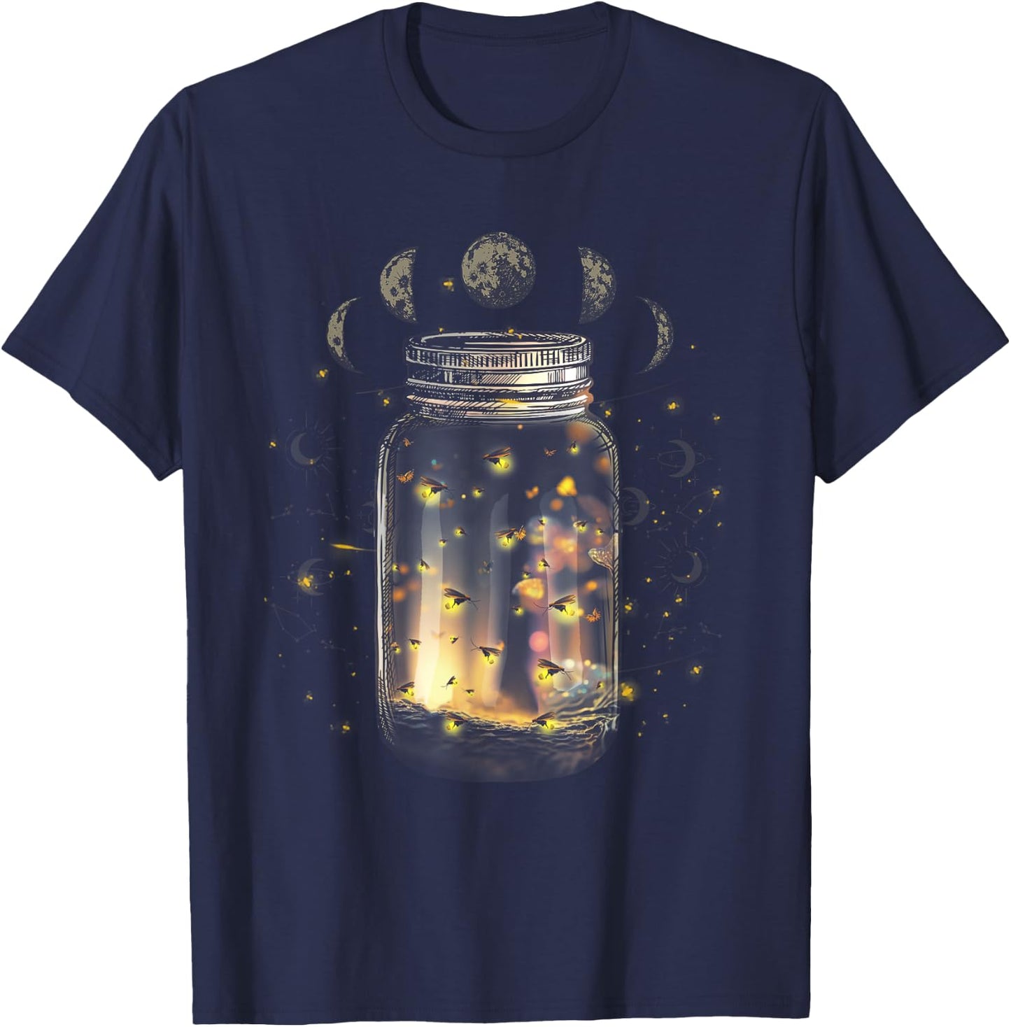 Fireflies Bugs In Jar Firefly Lightning Insects Of Biology T-Shirt - T-Shirt | Navy