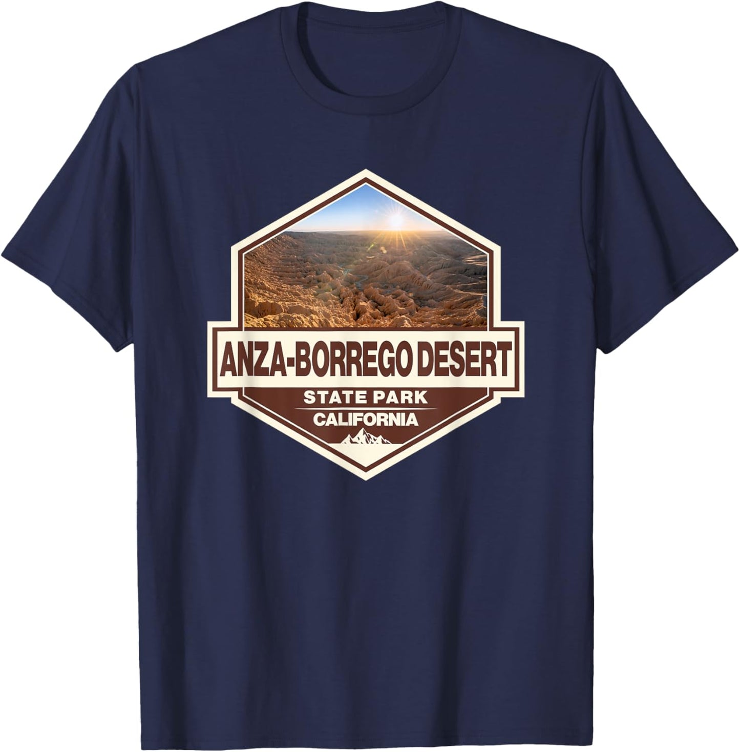 Anza-Borrego Desert California Travel Art Badge Vintage T-Shirt - T-Shirt | Navy