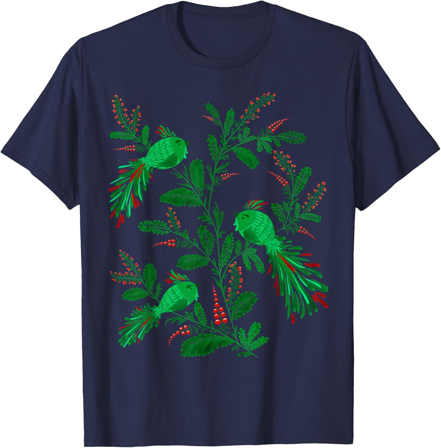Magic Birds - Cute Floral Vintage Ukrainian Vyshyvanka Style T-Shirt - T-Shirt | Navy