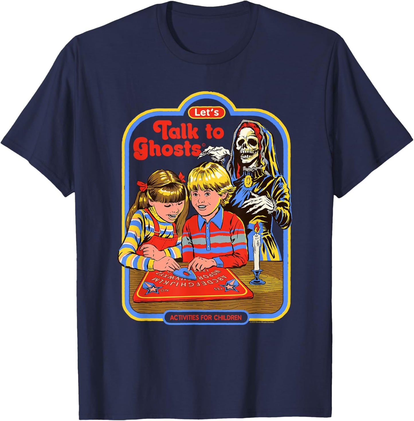 Steven Rhodes Talk to Ghosts Ouija Board Retro Dark Humor T-Shirt - T-Shirt | Navy