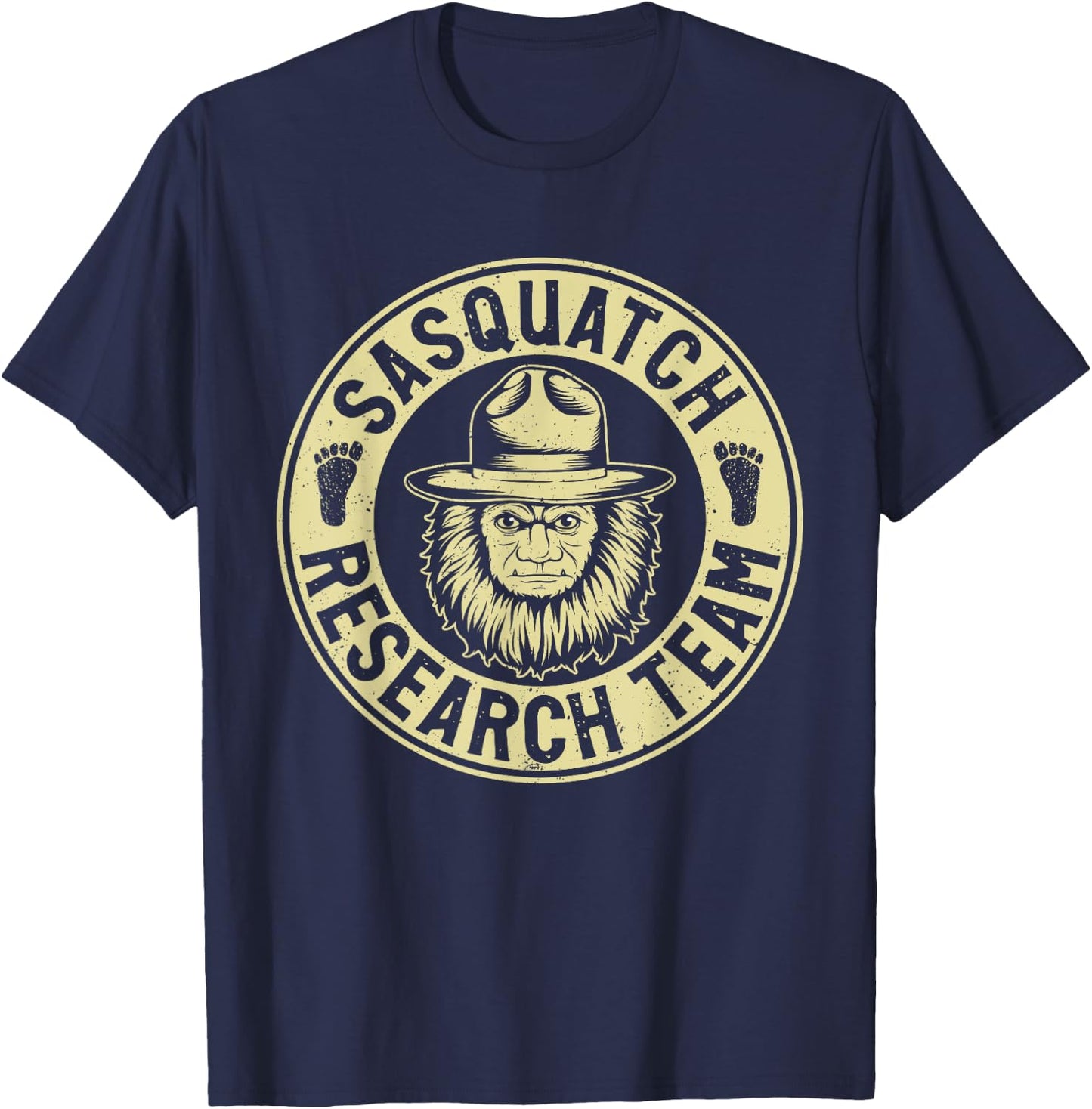 Sasquatch Research Team Bigfoot Vintage Mythical Creature T-Shirt - T-Shirt | Navy