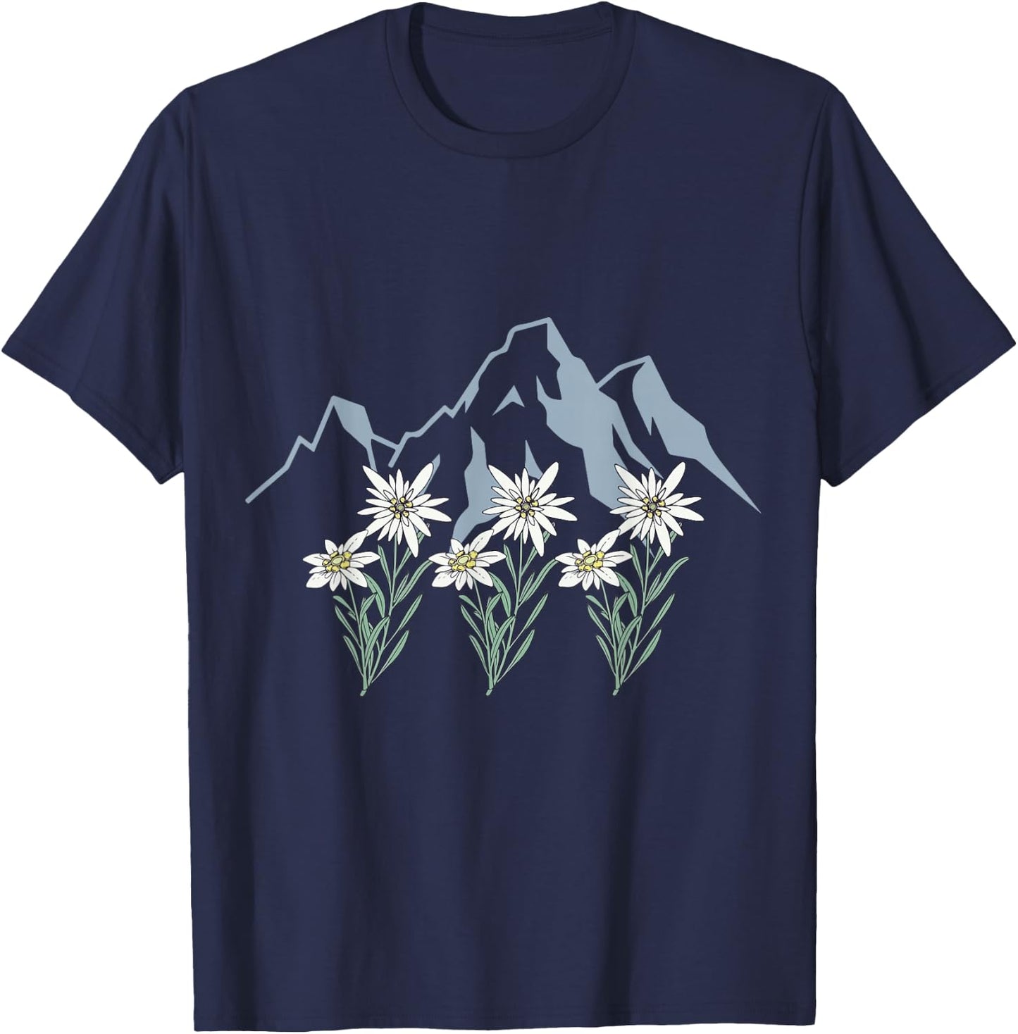 Mountains Switzerland Alps Edelweiss basket alpine flower T-Shirt - T-Shirt | Navy