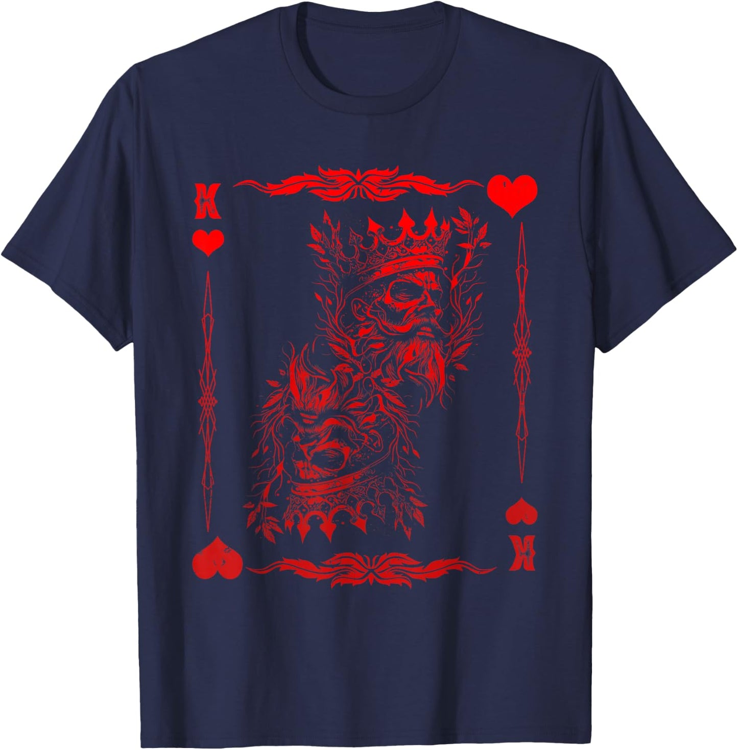 Gothic King of Hearts Creepy Card Game Poker Halloween T-Shirt - T-Shirt | Navy