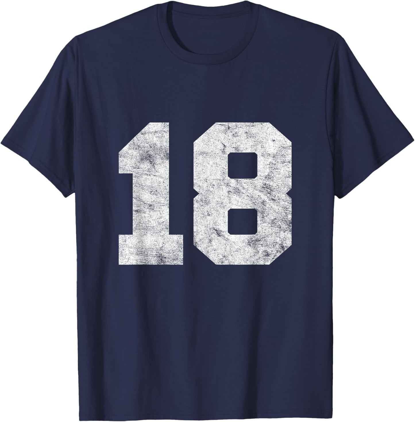Vintage Lucky Number 18 Birthday Sports Player Team Athlete T-Shirt - T-Shirt | Navy