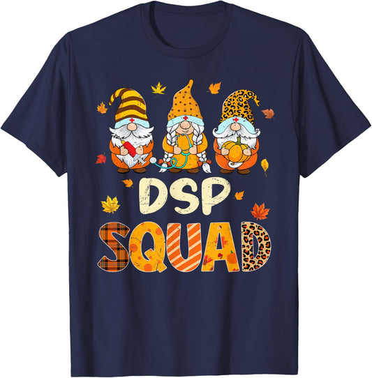 DSP Squad Gnome Nurse Leopard Thanksgiving Fall Stethoscope T-Shirt - T-Shirt | Navy