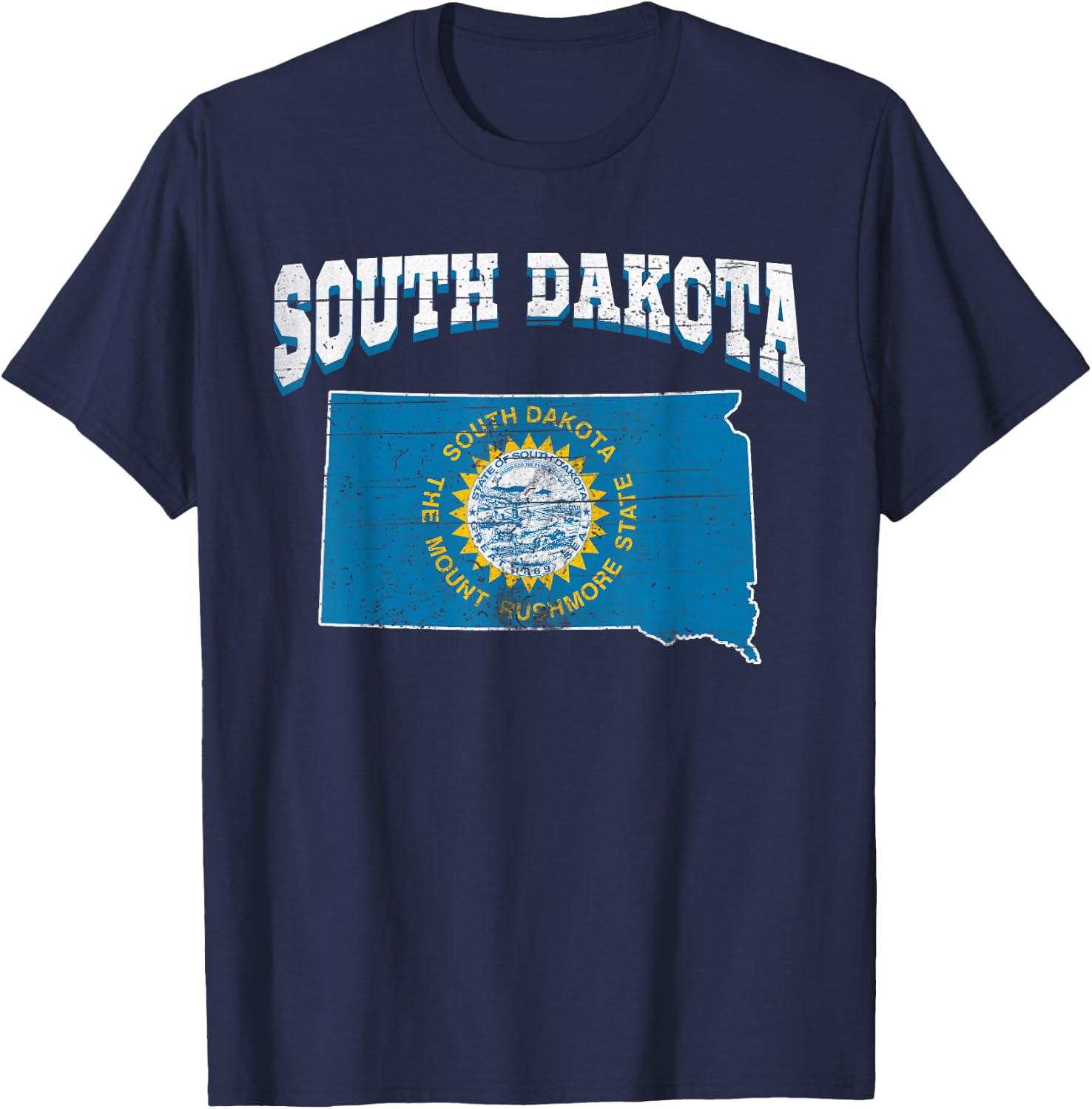US Citizen Proud America State Flag Land Map South Dakota T-Shirt - T-Shirt | Navy