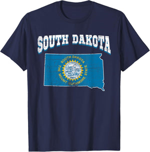 US Citizen Proud America State Flag Land Map South Dakota T-Shirt - T-Shirt | Navy