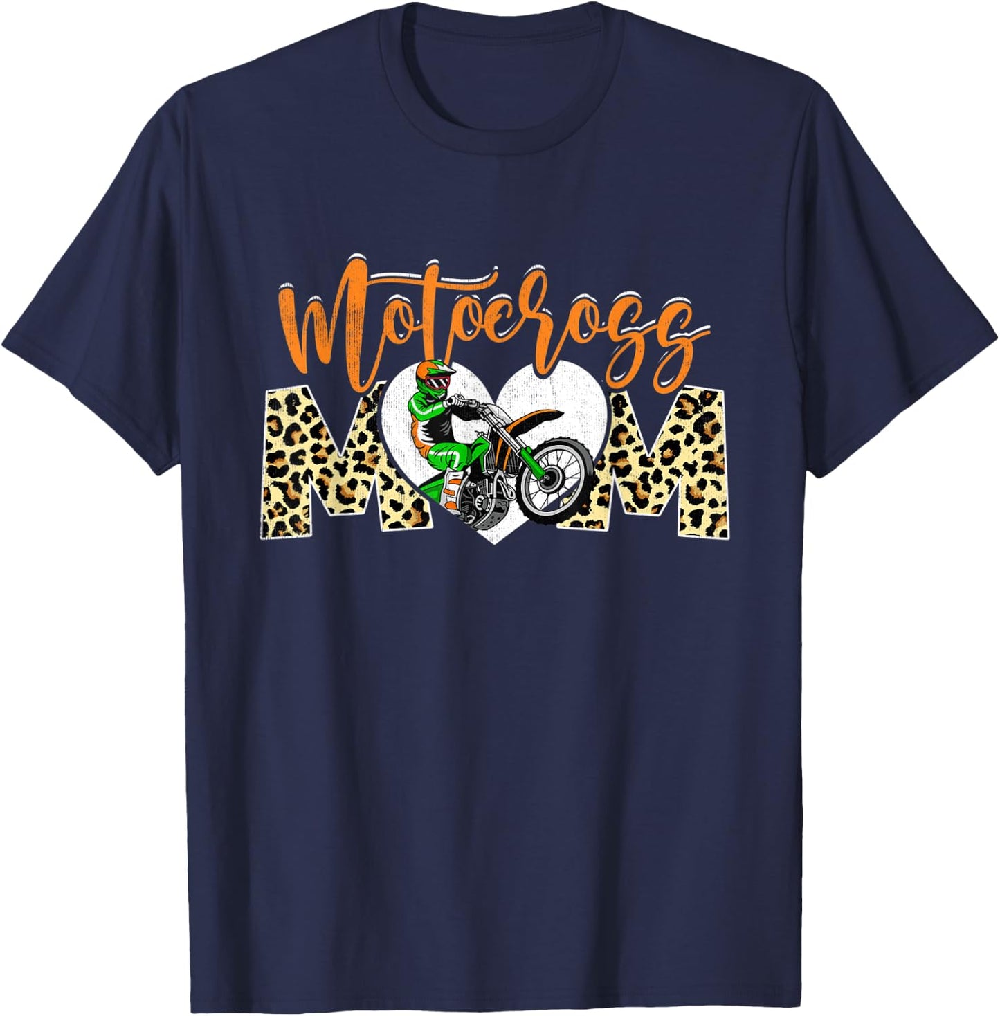 Sport Mom Leopard Mother's Day Motocross Mommy Mama T-Shirt - T-Shirt | Navy